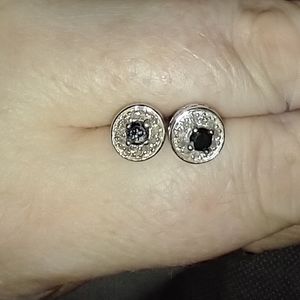 Sterling Silver CTTW Black Diamond Studs
